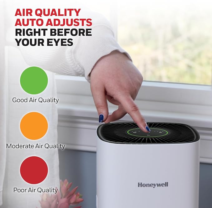 Honeywell Allergen Plus Compact HEPA Small Room Air Purifiers, White | Honeywell air purifiers for home, Up to 530 ft², Quiet HEPA air purifiers for bedroom, 3-in-1 filter, HPA125W