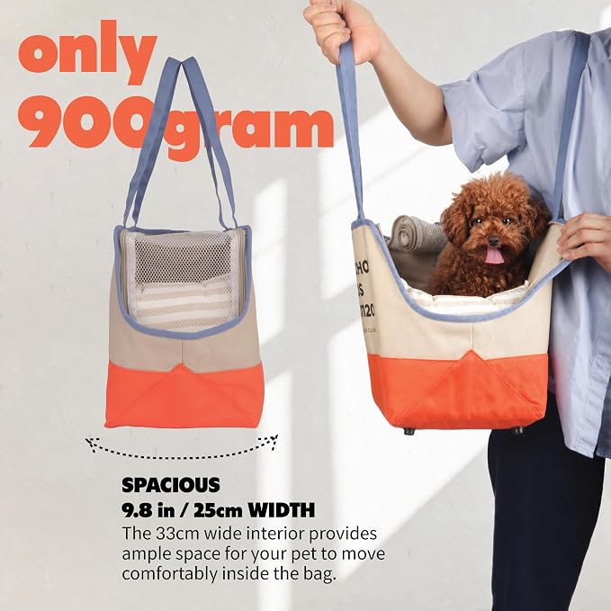 Dog Tote Bag for Small Dogs 4–20 lbs with Safety Leash, Purse Carrier,Beige | safety leash hooks, removable cushion cover, and flat support base for comfortable everyday travel and hands-free carrying.