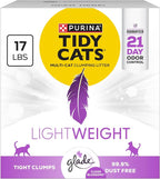 Purina Tidy Cats LightWeight With Glade Clean Blossoms Multi-Cat, Clumping, Low Dust, Scented Cat litter - 17 lb. Box