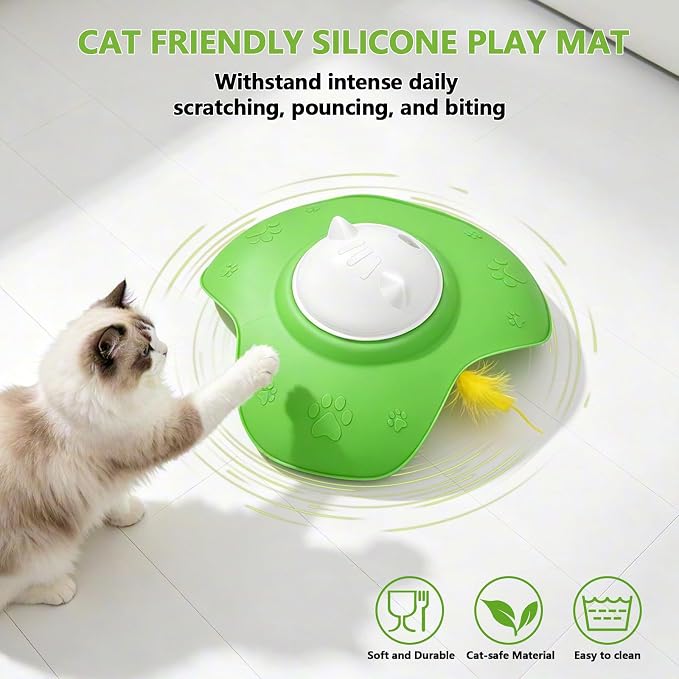 Hide and Seek Cat Toy, Automatic Treat Reward Interactive Cat Toy | Motion Touch Activated Electronic Cat Toys for Indoor Cats, Silicone Rechargeable Cat Play Mat for Bored Adult Kittens
