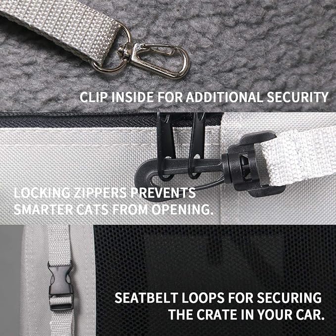 Extra Large Cat Carrier Soft Sided, Portable Small Dog Carrier for 2 Cats, 24"x16.5"x16" Car Travel Folding Comfortable Design with Bowl, Grey