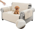 100% Waterproof Couch Cover for Dogs with Non-Slip & Side Pockets 46", Furniture Protector Sofa Covers, Washable Cushion Covers for Pets Kids Cat-Small Loveseat Beige