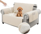 100% Waterproof Couch Cover for Dogs with Non-Slip & Side Pockets 46", Furniture Protector Sofa Covers, Washable Cushion Covers for Pets Kids Cat-Small Loveseat Beige