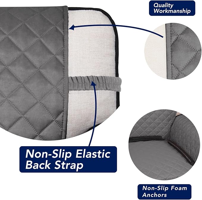 PureFit Reversible Quilted Couch Covers for Dogs Oversized Sofa Cover 78” | Gray/Ivory, Water Resistant Couch Protector, Washable Pet Couch Cover with Non Slip and Elastic Straps For Kids