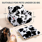 BurgeonNest Dog Car Seat for Small Dogs & Cats Under 25 lbs, Milk Cow