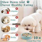 Ceramic Slow Feeder Dog Bowls, 0.6 Cups Dog Food Dish for Small Breed | Puzzle Dog Food Bowl for Fast Eater, 15OZ, 6.3 inch (Light Green)