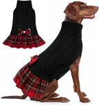 KYEESE Dog Sweater Dress Turtleneck Thick Knit Pullover for Cold Weather | Stretchy Fit, Lightweight & Warm, Cozy Knit Comfort, Cute Bow Accent, Gentle on Sensitive Skin, Comfortable Daily Wear