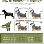 SlowTon No Pull Dog Harness - Heavy Duty Dog Harness and Leash Set for Medium Large Dogs, Reflective Tactical Harness with Soft Padded and Front Clip for Easy Walk and Training (Green, L)