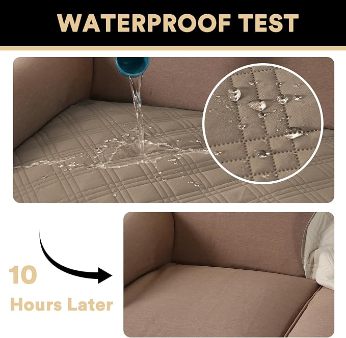 Waterproof Sofa Bed Cover Washable，Thick Loveseat Couch Covers for 2 Cushion Couch Sofa Pet Friendly, Pet Couch Covers Furniture Protector for Dogs Cats ((Taupe,40x48 Inch)
