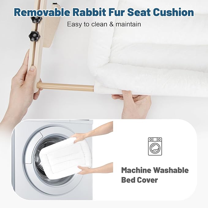 Cat Sill Window Perch - 100% Natural Pine Frame, Plush Fleece Cushion, Tool-Free Adjustment, Supports 55 lbs (Extra Large-White)
