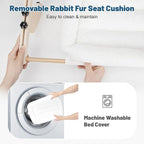 Cat Sill Window Perch - 100% Natural Pine Frame, Plush Fleece Cushion, Tool-Free Adjustment, Supports 55 lbs (Extra Large-White)