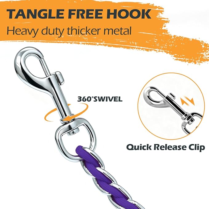 S-ETOVUS-Chain Dog Leash, Bite-Proof Metal Leash, with Padded Handle | Three Sizes 7.25FT/5.2FT/4FT, Woven From Nylon Rope And Chain, Durable And Bite-Resistant, Comfortable With Padded Handles.