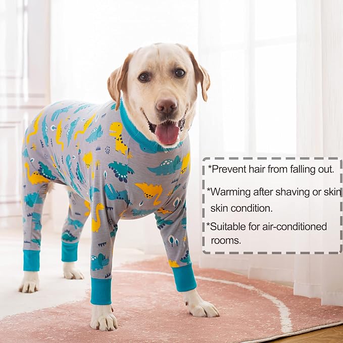 Dog Recovery Suit After Surgery Female Male, Medium Large Dog Neuter Shirt Cone Alternatives Prevent Licking Surgical Onesies (Dinosaur, 4XL)