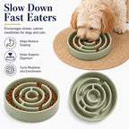 Ceramic Slow Feeder Dog Bowl 1.5 Cup Puzzle Dish for Small Medium Dogs | Glazed ceramic maze bowl with 1.5-cup capacity for dry or wet food, sized for small and medium dogs