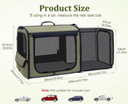 Dog Car Carrier Light Weight,Expandable,Foldable Dog Carrier, Green | Easy to Assemble, Portable and Breathable Pet Carrier, Suitable for Indoor and Outdoor Use, Dog Travel Crate with Curtain