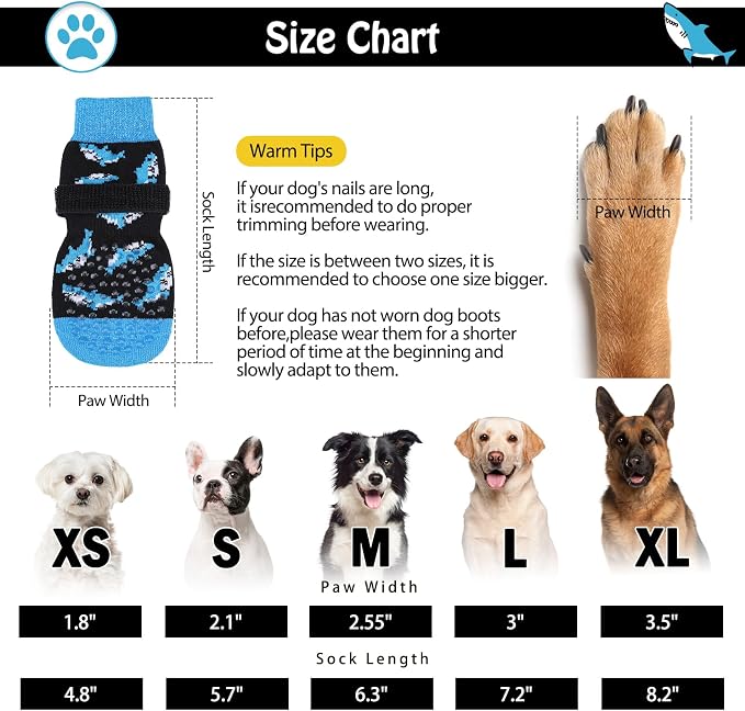 SCENEREAL Anti Slip Dog Socks to Prevent Licking Paws for Hardwood Floors | Double Sides Dog Shoes Boots & Paw Protectors for Hot/Cold Pavement, Dog Grippy Booties for Small Medium Large Senior Dogs