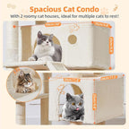 Taoqimiao Cat Tree, 71 in Extra Large Cat Tower for Inddor Cats, MS026LM | 2 Large Cat Condos, 2 Cute Perches, Metal Frame Cozy Hammock, Durable Scratch Board, 8 Natural Sisal Posts, Basket, Beige