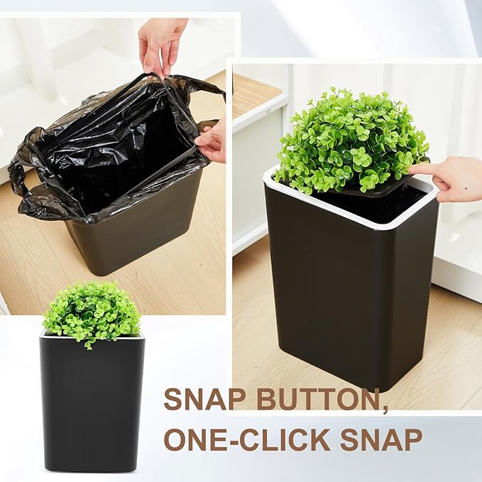 Jingmore Dog Poop Trash Can Outside 2.64 Gal/10 L Plant Styled Dog Waste Trash Can with Lid 50 Waste Bags Outdoor Indoor Poop Container Slim Garbage Bin for Yard Garden Pet (Black)