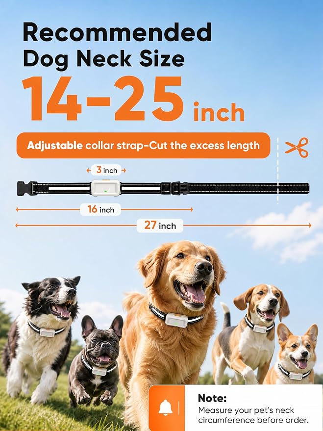 Dog Training Collar with Remote: 3300ft Range IP68 Waterproof E-Collar with Reflective Strap, Beep Vibration & Shock Modes for Anti-Bark & Behavior Correction, Dog Shock Collar, Fits 14"–25" Neck