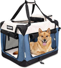 JESPET Soft Dog Crates Kennel for Pets, 3 Door Soft Sided Folding Travel Pet Carrier with Straps and Fleece Mat for Dogs, Cats(6-Lake Blue, Large(30" L x 21" W x 23" H))