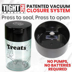 Tightpac Pawvac 1 to 6 Ounces Container, Airtight Pet Food and Treats Storage Jar - Patented Vacuum Seal Container for Pet Food, Treats and other Dry Goods - Clear with Treats