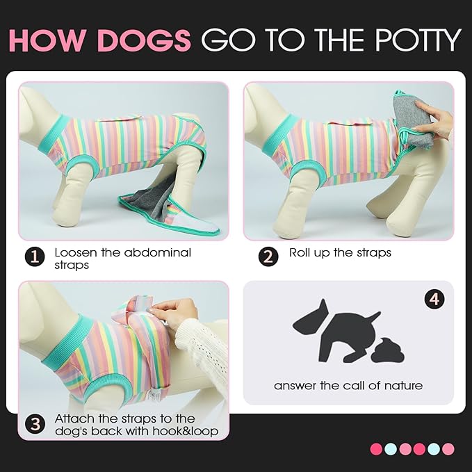 FUAMEY Recovery Suit for Dogs After Surgery,Soft Breathable Dog Bodysuit | E-Collar & Cone Alternative Surgical Suit,Male Female Dog Neuter Spay Suits Anti Licking Wounds Onesie Mint Green Stripes M