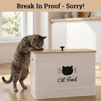 Metal Cat Food Container with Scoop, 15lb (50 Cup) w/ Airtight Bamboo Lid | 15 lb / 50 Cup Capacity, 1 Cup Metal Scoop, Durable Powder Coated Iron Body, Rubber Lined Bamboo Lid, Sturdy Metal Handles