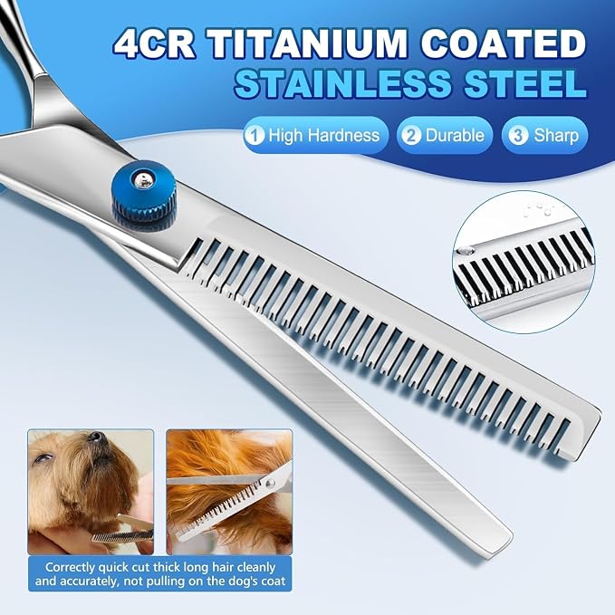 Pet Hair Clippers Scissors Set,Dog Grooming Scissors Kits with Safety Round Tips, Heavy Duty Stainless Steel Pet Shears for Cats Dogs