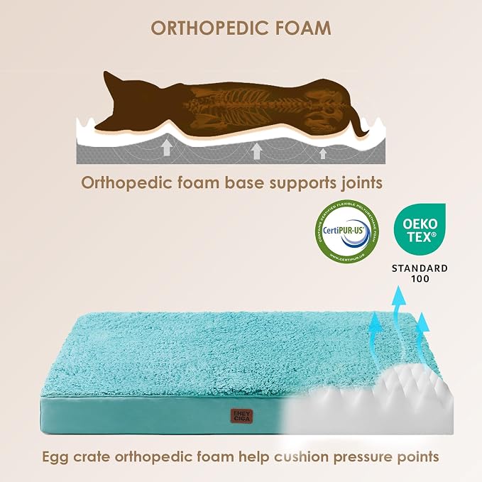 EHEYCIGA Orthopedic Dog Bed Extra Large with Removable Washable Cover,50x36 | Egg Crate Foam Support,Durable Oxford fabric,Non-Slip Bottom,Machine Washable,Soft Waterproof Plush Pet Bed Mat For Crate