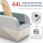 Suzzipaws XL 8" Deep Enclosed Stainless Steel Cat Litter Box for Big Cats | High-Side Anti-Leakage Structure, Non-Sticky Surface, Simple Daily Cleaning, Comes with Scoop & Filter for Multi-Cat Homes