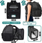 PetAmi Expandable Dog Backpack Carrier for Cats & Pets, Breathable Cat Carrier Backpack with Top Window & Multi-Entry, Ventilated Foldable Travel Carrier for Small Medium Pets up to 18 lbs, Black