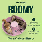 Peekaboo Cat Cave Donut for Multiple & Large Cats up to 30-45 lbs, 3-in-1 Self Warming Cat Bed, Tunnel & Scratcher for Indoor Cats, Washable & Detachable Small Dog Bed (Pink, Jumbo)