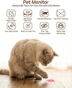 ALIOBC Pet Camera with Phone App Laser Toy 2K Cat Camera no Subscription | Auto Tracking Night Vision 355° Pan 2-Way Audio Dual-Band WiFi Indoor Pet Cam （Sky Blue）
