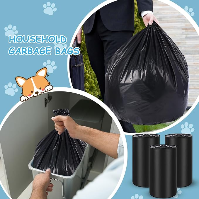 300 Pcs Dog Waste Poop Bags Dog Large Leak Proof Bags 26"x 33" Pet Waste Station Can Liners Heavy Duty Pet Trash Bin Liner for Walking Poop Station Dispensers, 3 Rolls of 50 (Black)