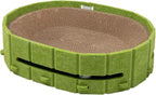 Interactive Cat Scratcher Lounge Bed Heavy Duty Corrugated Cardboard Cat Scratching Pad Bowl with Built-in Track & 2 Bell Balls for Indoor Cats Claw Care and Rest Cat Scratching Bowl，Green