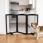 Dog Fence Indoor,Dog Gate Indoor for Doorway pet gate -3-Panel Freestanding, Hallways, House or Stairs -60x32-Inch Retractable Foldable Expandable Wood Pet by SFJC (Black) ﻿