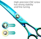 7.5'' Green Curved Dog Grooming Scissors Pet Shears with Ergonomic Offest Handle and Simulated Emerald Screw 440C Grooming Scissors Trimming Shears Durable and Sharp