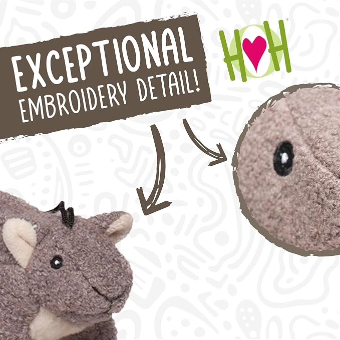 HuggleHounds Plush Dog Toy - Fuzzy Dog Toy, Squeaky Soft Fleece, Interactive Durable Stuffed, for Small and Large Breeds with Squeaker - Feller Squirrel, Small