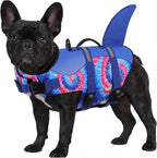 ASENKU Dog Life Jacket, High Grade Polyester Oxford Nylon, Quick Drying, Proper Drainage, Shark Design, for Small Dogs, Blue Bandhnu
