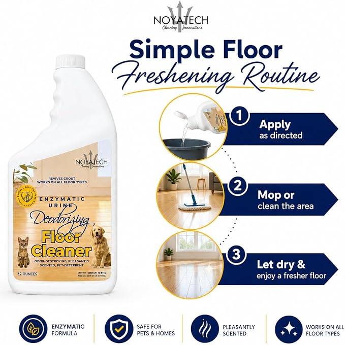 NOYATECH Pet Floor Cleaner Concentrate, Enzyme Urine Odor Remover, 32 oz