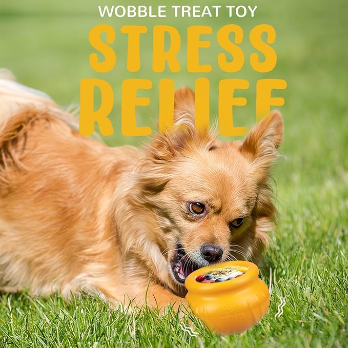 Wobbly Dog Enrichment Lick Toy, Stuffable Frozen Lick Bowl to Keep Dogs Busy, Long-Lasting Interactive Treat Dispensing Dog Toy, Silicone Fetch Catch Chew Toy(Orange,L)