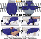 Lelepet Dog Coat Waterproof Dog Jacket Fleece Vest with Adjustable Buckle | Reflective Pet Winter Coat Turtleneck Snowsuit Windproof Cold Weather Coats for Small Medium Large Dogs,Leash Hole,Blue, XXL