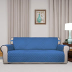 PureFit Reversible Quilted Sofa Cover Dog Couch Covers for Sofa, 66 in | Blue/Ivory, Water Resistant Couch Protector, Washable Pet Couch Cover with Non Slip and Elastic Straps For Kids