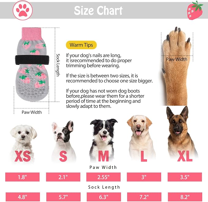 SCENEREAL Anti Slip Dog Socks to Prevent Licking Paws for Hardwood Floors | Double Sides Dog Shoes Boots & Paw Protectors for Hot/Cold Pavement, Dog Grippy Booties for Small Medium Large Senior Dogs
