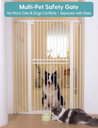 No Pawblems 55" Extra Tall Pet Gate, 29"-40" Wide Tall Dog Gate, White | No Drilling Pressure Mounted, 1.37" Narrow Spacing, Auto Close Tall Cat Gate for Doorway Hallway, One-Hand Operation