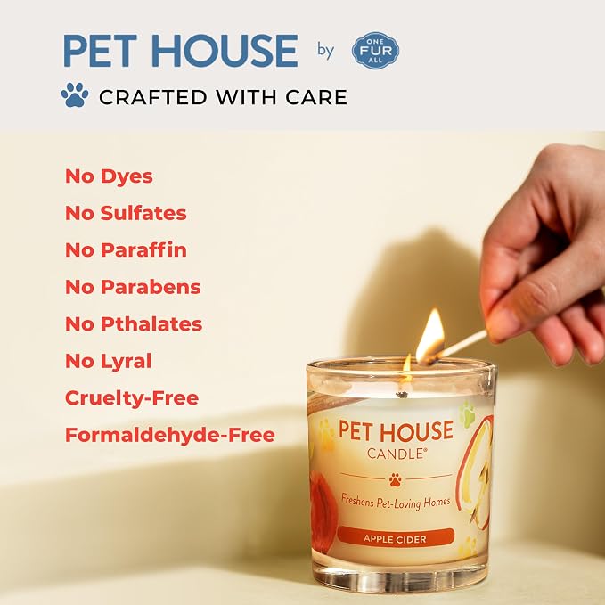 Pet House Natural Plant-Based Air Freshening Pet Candle Clean Burning, Long Lasting Candles, Strawberry Shortcake, 9 OZ Pack of 1