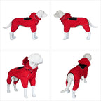 LOVELONGLONG Waterproof Dog Raincoat with Removable Hood – Outdoor Full Body Dog Jacket, Windproof Snowproof Shell Suit – All Season Pet Rain Gear Red M