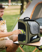 Pecute Cat Backpack Carrier,Large Space Dog Bubble Backpack,Ergonomic,Green | Bubble Transparent Window,Sunshade Curtain,Safety Rope,Sturdy,Large Mesh for Breathability,Suitable for Outdoor,Vet