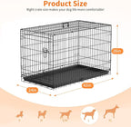 FDW Dog Crate 42-Inch Dog Cage Single Door Foldable Metal Kennel with Leakproof Tray Foldable Design Indoor Outdoor Use for Large Dogs,Dark Black