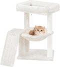YOUPET Cat Tree with Cat Scratching Post for Indoor Cats, Cat Tower with Scratching Board and Playful Toy Balls, Cat Tree Tower with Cozy Hammock,Beige
